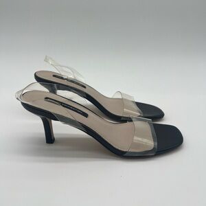 Women's Tia Slingback Lucite Black/clear Heeled Sandals